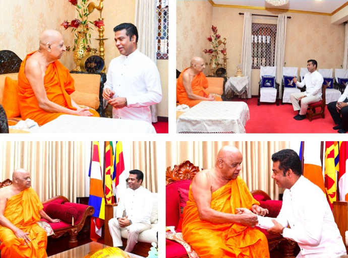 සෞඛ්‍ය  ඇමති  සහ නියෝජ්‍ය ඇමති අස්ගිරි සහ මල්වතු මහා නායක හිමිවරුන් බැහැදකී